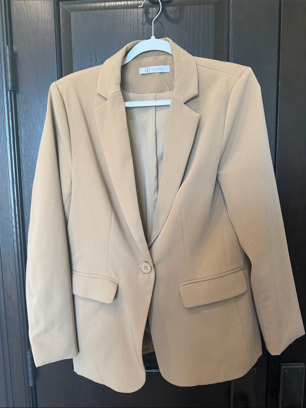 Womens Dark Beige Single-Button Blazer. Size large.